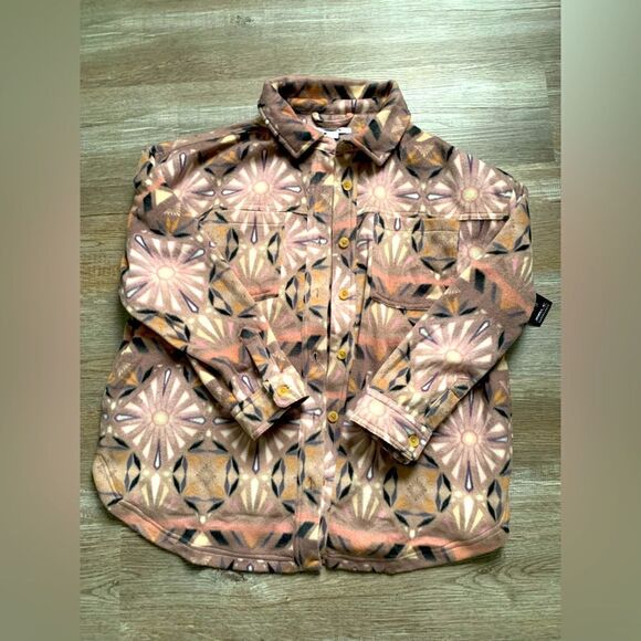 O’Neill Super Fleece Flannel Pattern Floral Multi Color Pink Purple Soft Size M - Picture 1 of 9